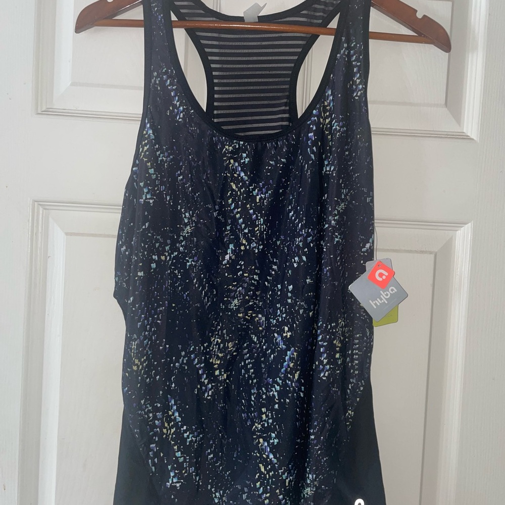 Hyba Black/blue/yellow Speckled Tank Top size XL nwt